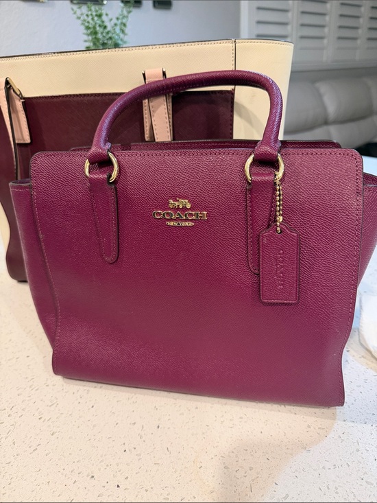 Coach Handbags - COACH Pebbled Leather Satchel in Berry